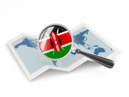 kenya magnified flag with map